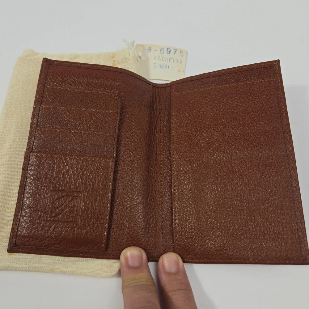 Vintage Pfaffco Vachetta Ginger Pebbled Leather Passport Wallet Bifold Bolivia